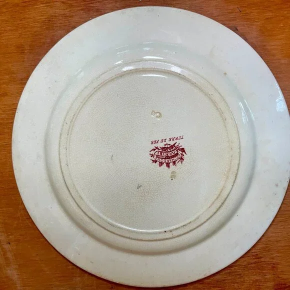 Antique French Ironstone Chardons Terre de Fer Belle Époque Dishes - Set of 3